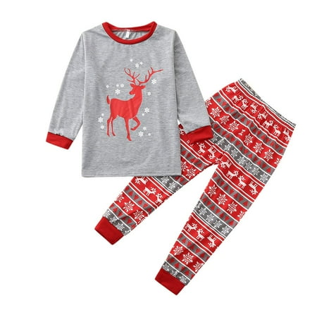 

TZNBGO Baby Boy Clothes Christmas Kids Deer Print Long Sleeve Tops+Pants Xmas Family Clothes Pajamas