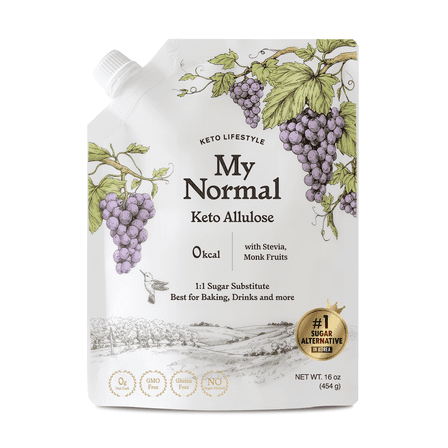 My Normal Keto Powdered Allulose 16oz - Allulose, Monk Fruit & Stevia Blend, 99.8% Allulose, 1:1 Sugar Substitute, Non GMO, Gluten Free, Zero Calorie Sweetener - 0g Net Carb, No Sugar