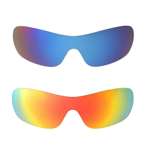 Walleva Polarized 2 Paris Replacement Lenses For Oakley Distress Sunglasses-Fire Red   Ice Blue