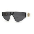 thumbnail image 1 of Womens Lion Emblem Triangular Shield Luxury Fashion Sunglasses White Black, 1 of 4