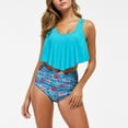 thumbnail image 5 of up to 60% off Gifts Usmixi Tankini Sets for Women 2 Pieces High Waist Tummy Control Modest Bathing Suits Sleeveless Crewneck Floral Print Swimwears Sky Blue L, 5 of 7