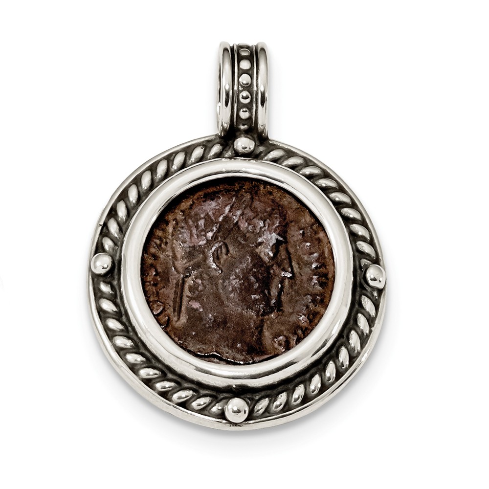 925 Sterling Silver Bronze Antiqued Constantine I Coin Pendant