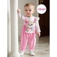 thumbnail image 6 of BemeyourBBs Baby Girl Bear Patch Romper Ruffle Long Sleeve Jumpsuit with Headband, 6 of 9