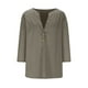 thumbnail image 5 of Talla grande Tops de tallas grandes,Blusa informal con cuello en V y mangas 3/4 para mujer, abotonada, de poliéster y elastano, ideal para todas las estaciones, sopatenor, 5 of 9