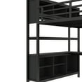 thumbnail image 4 of Queen Size Loft Bed with Wardrobe and L-Shaped Desk, Metal Loft Bed with Storage Cubes and Shelves, Heavy Duty Space Saving Bed for Teens, Adults, Small Spaces, Black, 4 of 10