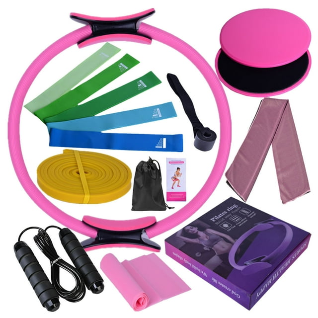15 Pieces Pilates Kit, Pilates Kit for Home Workouts, Pilates Essential Kit, Pilates Starter Kit for Advanced & Beginners Users, Yoga/Buttocks/Stretching/Improve Body