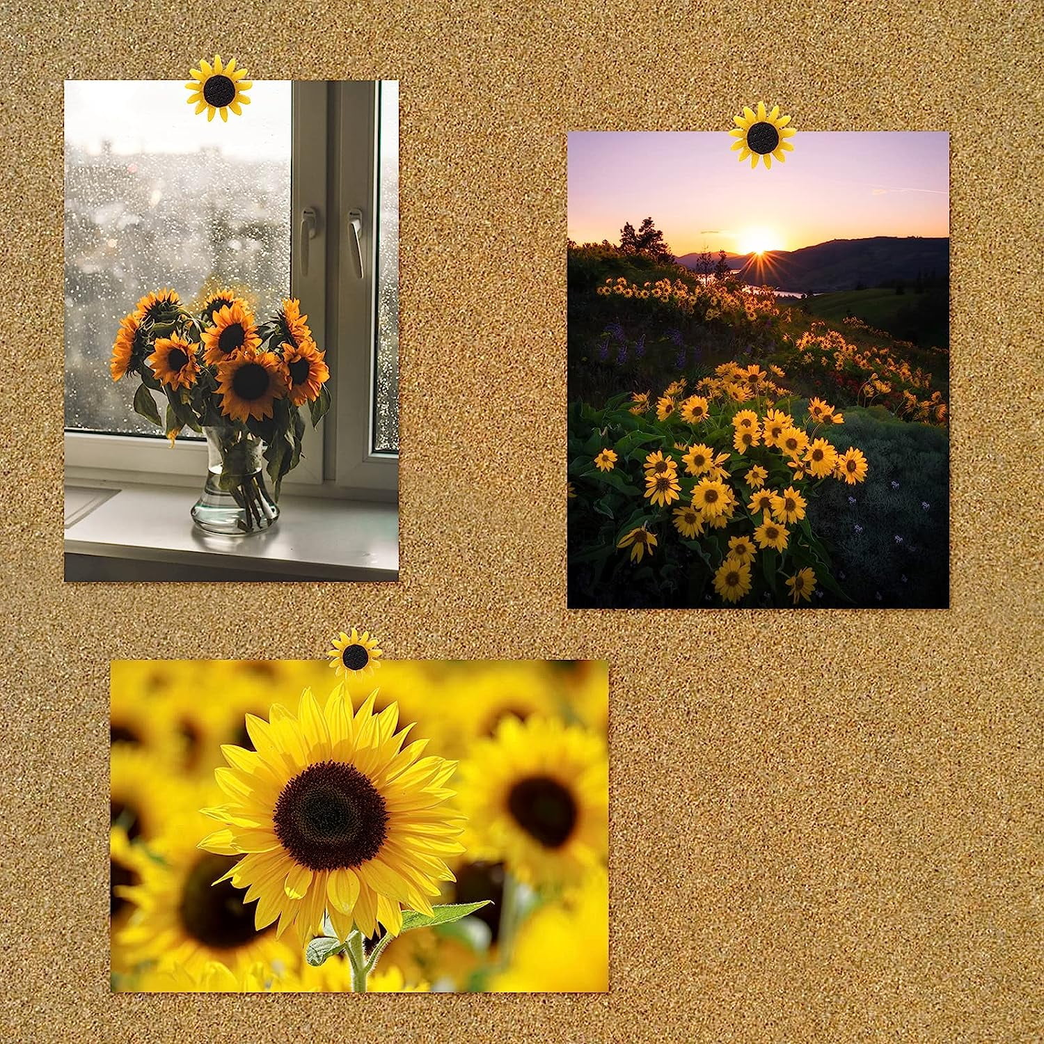 40Pcs Sunflower Push Pins - Decorative Resin Thumb Tacks For Bulletin Boards & Photo Walls