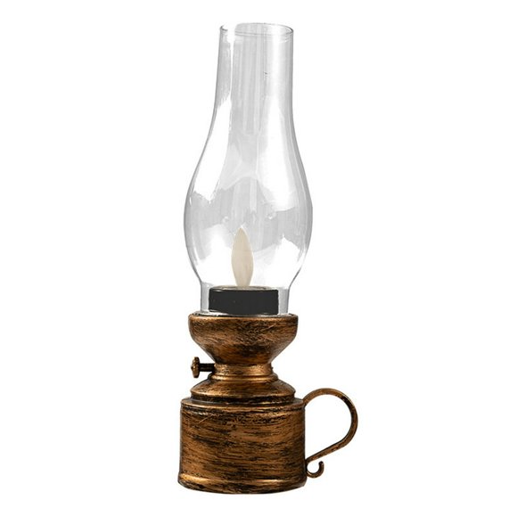 LEEYNEER LED Candle Flickering Wick Warm Light Safe Super Bright Nostalgia Home Decoration Battery Operated 80s Old-fashioned Electronic Kerosene Lamp for Restaurant