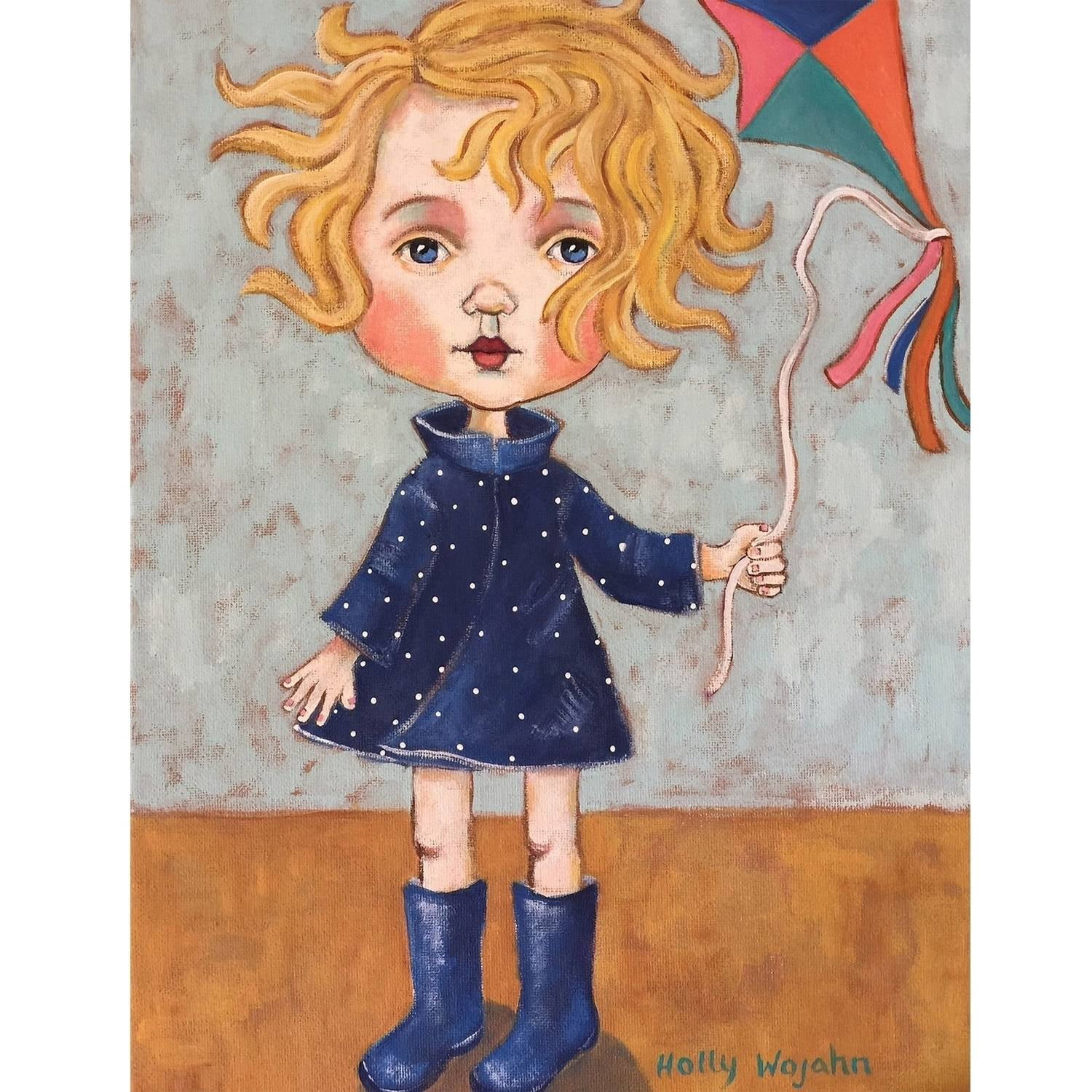 "Kate and Kite" Painting Print on Wrapped Canvas