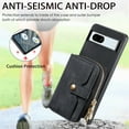 thumbnail image 2 of Wallet Case for Google Pixel 7a, Adjustable Detachable Crossbody Zipper Purse Case with Card Holder & Kickstand, PU Leather Flip Folio Case for Google Pixel 7a, Black, 2 of 10