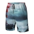 thumbnail image 4 of Salouo Lighthouse in a Stormy Sea Pattern Swim Trunks for Men,Men's Hawaiian Bathing Suit Swimsuits Quick Dry Swimming Board Shorts Beach Shorts with Pockets-Medium, 4 of 6