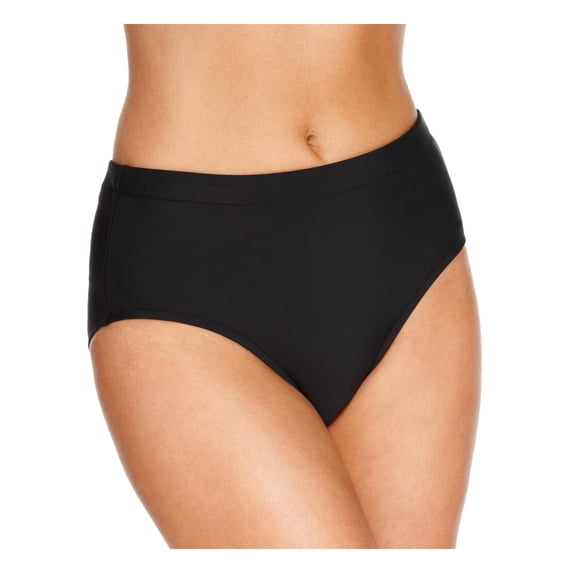 Swim Solutions Womens Plus Brief High-Waist Bikini Swim Bottom Black 20