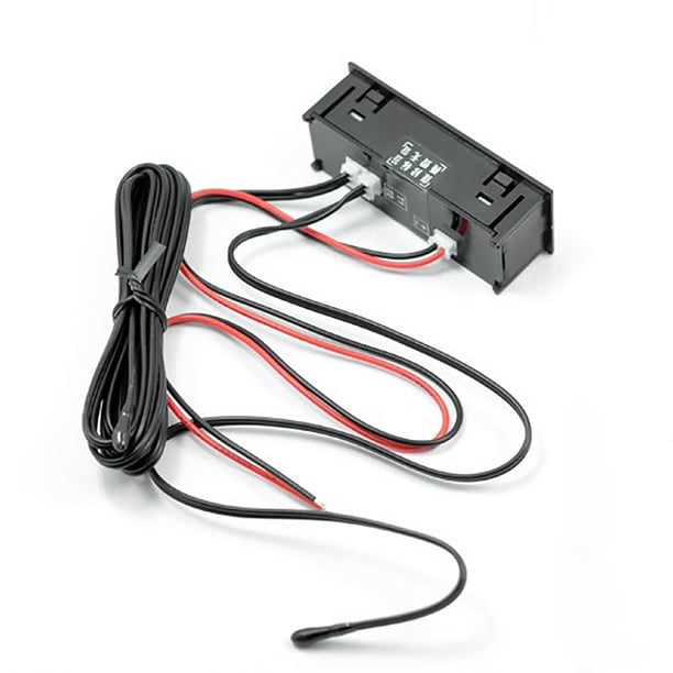 Termómetro de coche 3 en 1, voltímetro, reloj digital de 12 V, probador de voltaje (rojo) Ndcxsfigh Accesorios para autos y motos