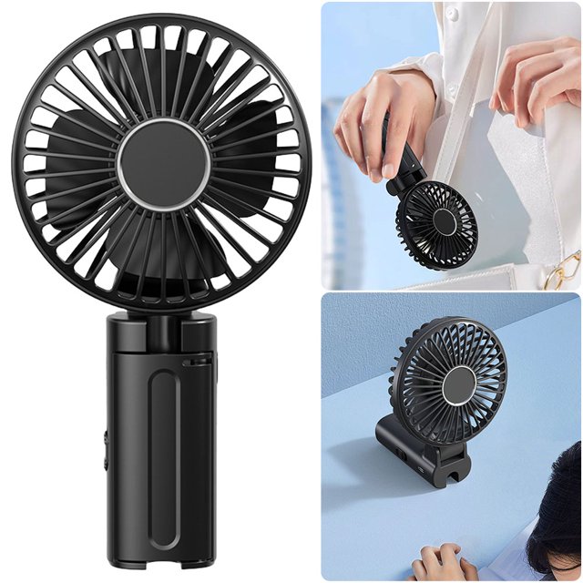 Ventilador para Paraguas Portátil Recargable La Oficina en Casa () Black