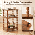 thumbnail image 6 of MEHOOM 3-Tier Side Table, Nightstand with Storage, Vintage Accent Table Small End Table for Living Room and Bedroom, 6 of 9