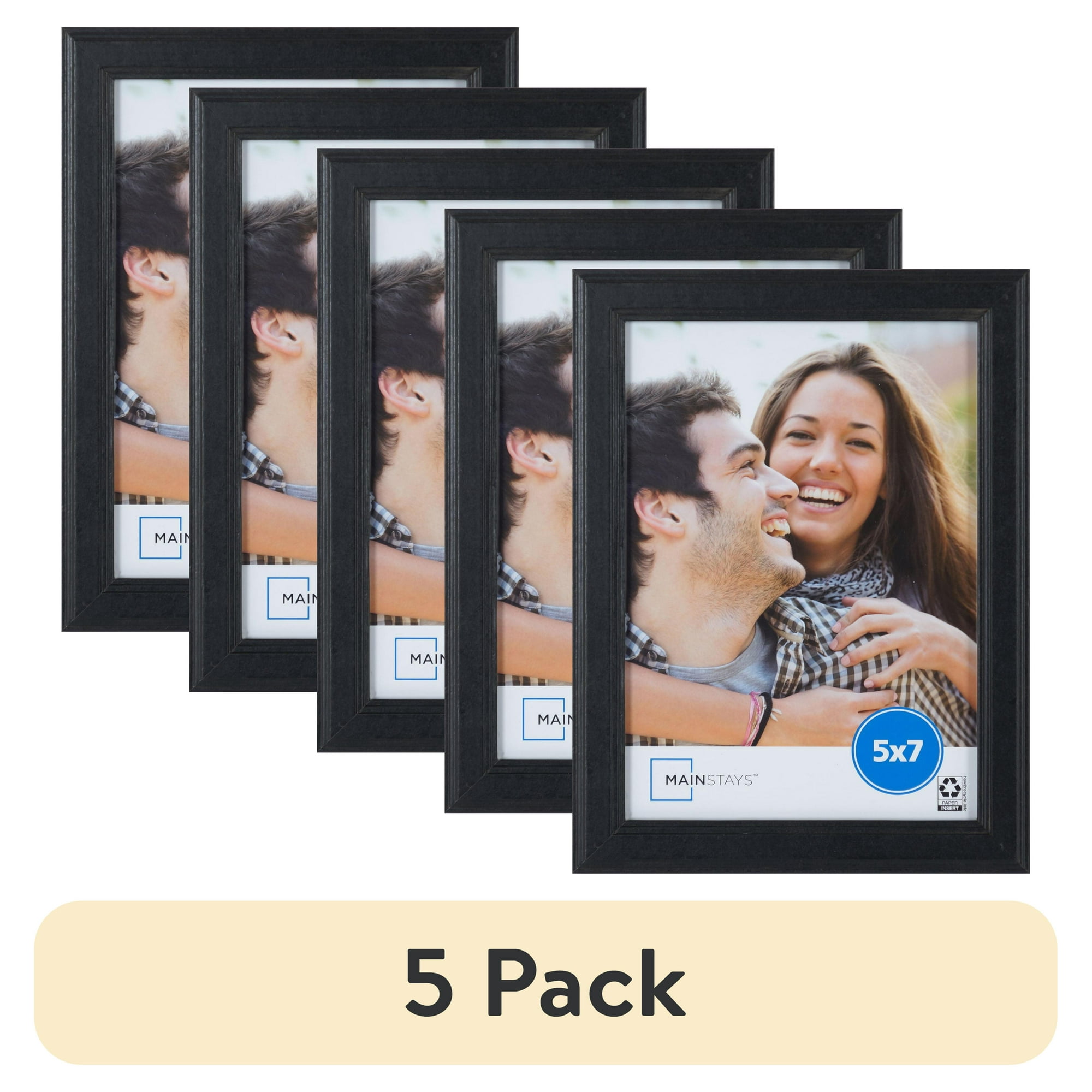 (5 pack) Mainstays Step 5 x 7 Black Tabletop Picture Frame