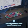 thumbnail image 2 of surmen Full Size Pink Creamy Keyboard with Number Pad, 104 Keys RGB Wired Mechanical Gaming Keyboard Backlit with PBT Keycaps Linear Red Switch for Laptop Desktop PC Gam, 2 of 6