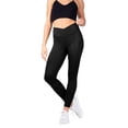 thumbnail image 4 of INERZIA 2 Pack Womens Crossover Leggings High Waisted Tummy Control Criss Cross V Waist Yoga Pants Black and Black Small, 4 of 5