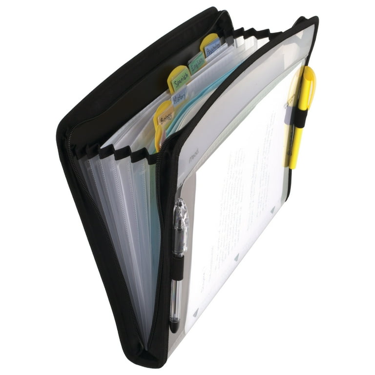 Five Star 7-Pocket Expanding File with Reminder Tabs, Black (35294
