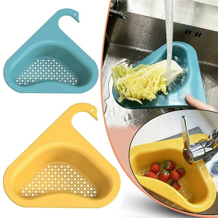 

Tiezhimi 2 Pcs Kitchen Sink Organizer Sink Filter Tray Sink Shelf Triangular Sink Strainer Basket Storage Rack For Vegetable/Fruit Kitchen Strainer Tea Strainer