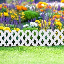 zhmrfg White Plastic Garden Fence Picket Fence Edging Yard Lawn Flower Bed Decorative Outdoor Boundary Panel Modular Easy Install Durable Lightweight Protective Landscape Decoration