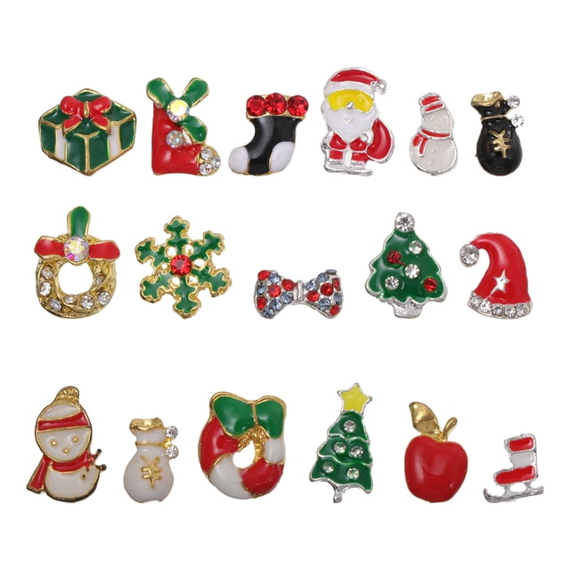 20 piezas de joyería de aleación de Navidad decoración de uñas 3D diseño de arte de uñas de diamantes de imitación