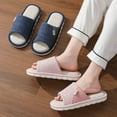 thumbnail image 3 of New Home Linen Slippers Women Men Summer Indoor Open Toe Slippers Men Couples Flip Flops Bedroom Breathable Non Slip Slides tzw, 3 of 7