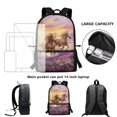 thumbnail image 6 of Uourmeti Durable 17 Inch Polyester Backpack for Work School, Adjustable Padded Straps Portable School Backpack, Running Horses Purple Flower Field, 6 of 6