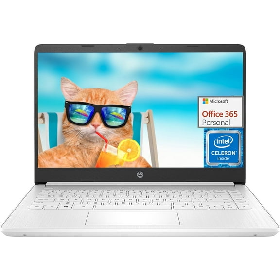 HP 14" Ultra Light Laptop, Intel Quad-Core Processor, 16GB RAM, 64GB eMMC, 256GB SDCard, Win11 Home in S, White