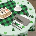 thumbnail image 4 of St. Patricks Day Tablecloth Round 60 Inch Green Irish Shamrock Table Cloths Circle Clover Buffalo Plaid Table Cover Washable Wipeable Polyester Tabletop for Dining Kitchen Picnic Party Decor, 4 of 6