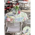 thumbnail image 4 of Outdoor Tablecloth with Umbrella Hole and Zipper, Easter Round Table Cloth 60 Inch Waterproof Tablecloth, Spring Rabbit Eggs Botanical Floral Green Lattice Picnic Table Cover for Patio Camping, 4 of 7
