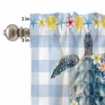 thumbnail image 4 of Kitchen Window Curtains Valance and Tier Set, Ocean Sea Turtle Nautical Rod Pocket Tier Curtains and Valance 3 Piece Set, Summer Lemon Blue Plaid Window Treatment for Bedroom Living Room, 4 of 9