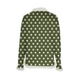 thumbnail image 4 of UTSJKR Christmas Shirts Women Furry Fur Trim Polka Dots Comfy Blouse Long Sleeve Cute Blouse Fuzzy Holiday Crew Neck Tops Army Green M, 4 of 5