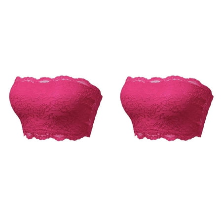 (2-Pack) Rinsvye Ladies Seamless Tube Top Tube Crop Top Lace Beauty Back Chest Tube Tops for Teen Wrapping Underwear