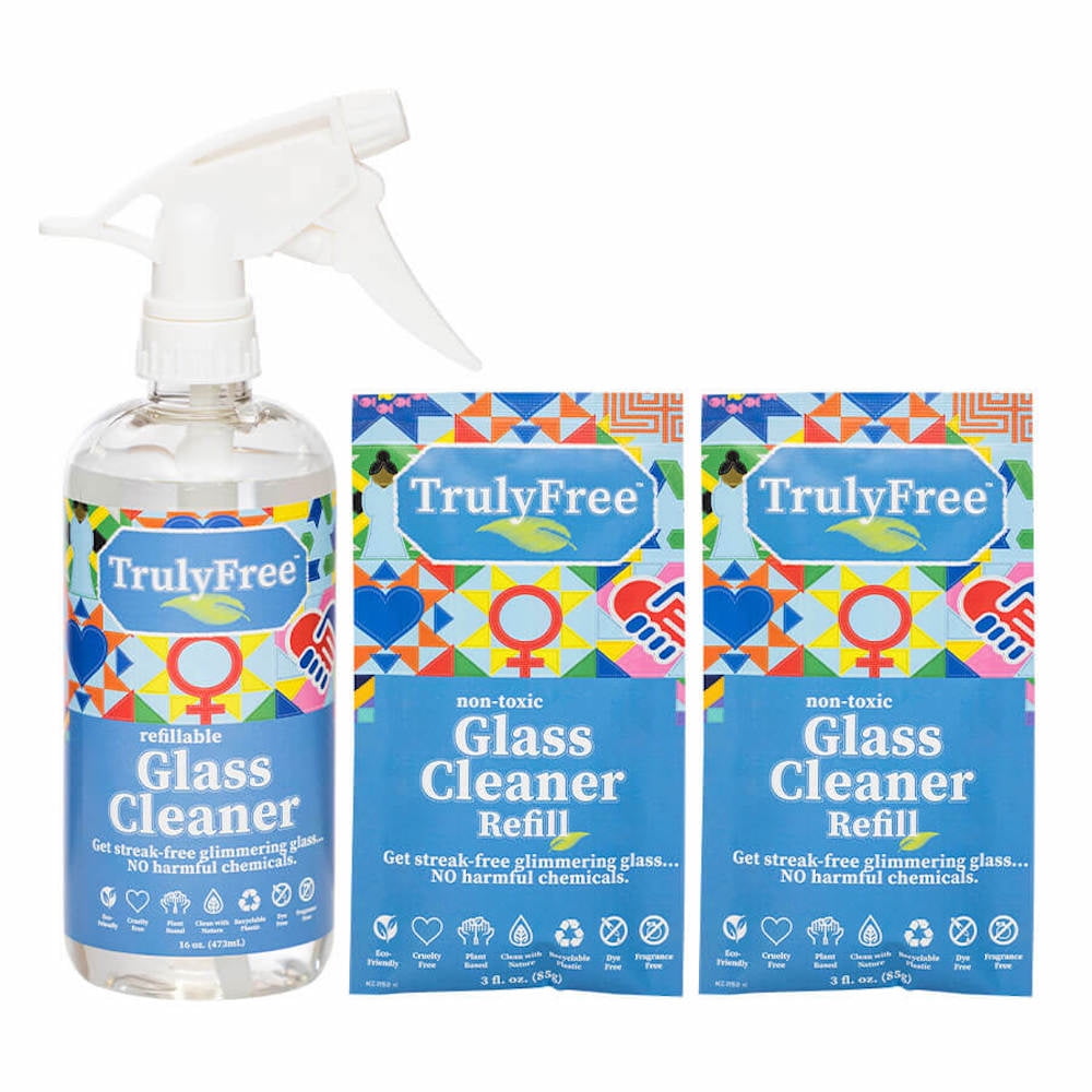 Truly Free Refillable NonToxic Glass Cleaner (2Pack); Glass Cleaner