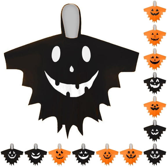 JAJAHO Kids Halloween Capes Boys Girls Pumpkin Face Cloak Hoodies Party Accessories 4-12Y