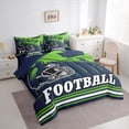 thumbnail image 3 of jejeloiu Rugby Ball Games 7-Piece Bedding Comforter Set,Green Deepblue King Bedding Sets For Kids Reversible, 3 of 8
