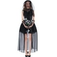 thumbnail image 4 of FYEGRE Gothic Undead Bride Wedding Dress Elegant Halloween Scary Outfit For Women Black XL, 4 of 8