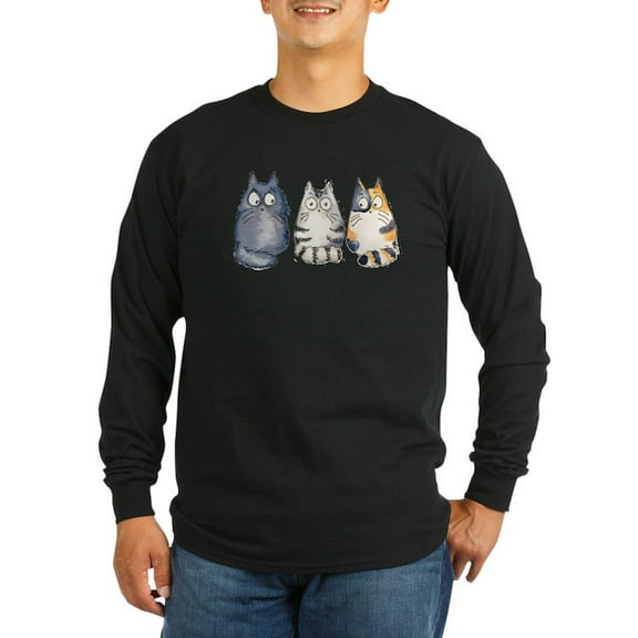 CafePress - Three 3 Cats Long Sleeve Dark T Shirt - Long Sleeve Dark T-Shirt