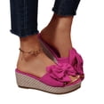 thumbnail image 4 of SBYOJLPB Women's Fashionable Sandals Beach Outerwear Versatile Solid Color Sandals Bow Round Toe Wedge Sandals, 4 of 9