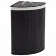 thumbnail image 1 of QinaQin Cesto esquinero para ropa con tapa, capacidad de 58 L, estructura plegable de bambú con bolsa lavable para recámara o baño, 1 of 9