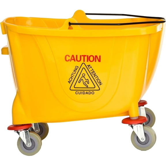- 35 qt. Cleaning Mop Bucket Replacement Yellow Color- Commercial Mop Bucket Portable Floor Cleaning Bucket Mop Bucket on Wheels for Household Industrial Restaurant Janitorial Use