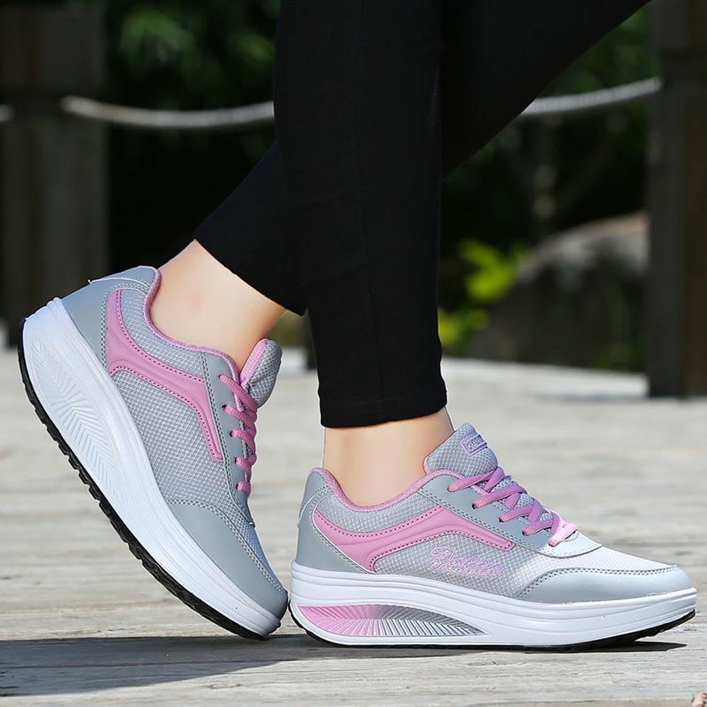 Zanvin Women's Fashion Sneakers Casual Work Shoes Non Slip Running Shoes Athletic Sneakers Thick Soled Sports Walking Shoes, Black, Size 6.5