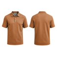 thumbnail image 2 of Men's Polo Shirts Short Sleeve Solid Pique Knit Slim Fit Collared Golf Shirts Men's Casual Shirts Business Casual Shirts Brown M, 2 of 6