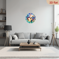 thumbnail image 6 of A 10-inch 2D flat "Pretty Pisces" themed wooden silent wall clock. It is an excellent choice for Halloween/Easter/Christmas gifts and is suitable for modern home decoration art., 6 of 7