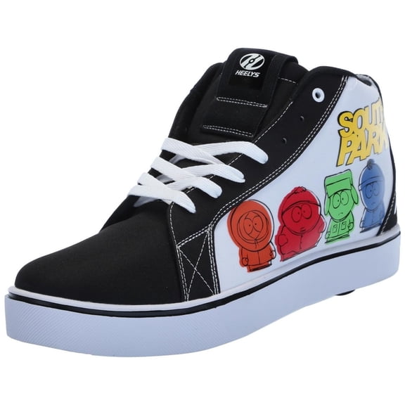 HEELYS Mens Racer Mid Wheeled Heel Shoe Black/White/Yellow HES10671M-BLK/WHT/YLW and HES10670M-BLK/WHT/YLW