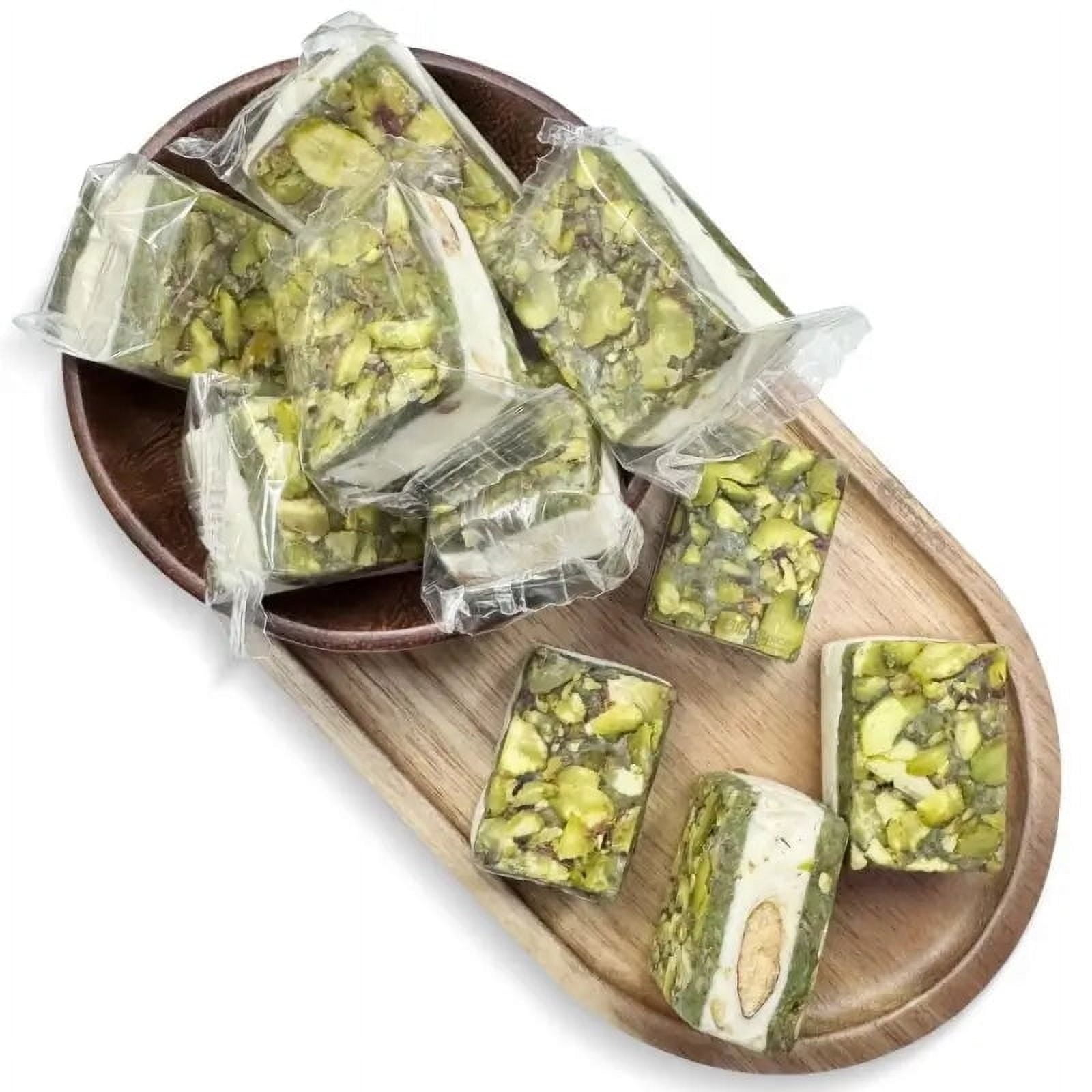 NY SPICE SHOP Square Pistachios Nougat - 3 Pound - Nougat Pistachio Bar - Traditional Pistachio Nougat Treat - Mediterranean Nougat with Pistachios - Nutty Nougat Delight