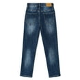 thumbnail image 2 of KIDSCOOL SPACE Boy Jeans,Little Kid Ripped Elastic Band Inside Slim Fit Denim Jeans Pants,Blue,5-6 Years, 2 of 6