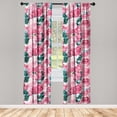 thumbnail image 3 of Ambesonne Roses Curtains, Avant Garde Roses Blooming, Pair of 28"x95", Magenta Forest Green Rose, 3 of 5