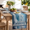 thumbnail image 2 of Table Runner 48 Inches Long for Kitchen Dining, Coastal Dresser Scarf Farmhouse, Dining Table Decorations for Wedding/Parties, Window Nautical Beach Blue Seaside 13 x 48 In, 2 of 9